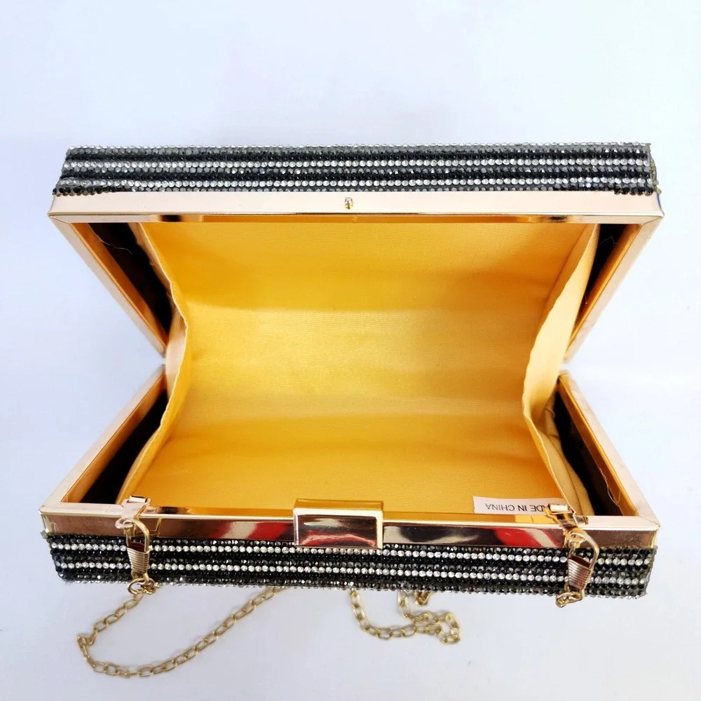 80s Rock Cassette Tape Rhinestone Box Clutch Bag  Crystal Minaudiere Retro
